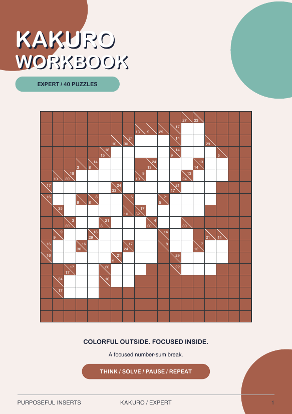 Expert Kakuro workbook