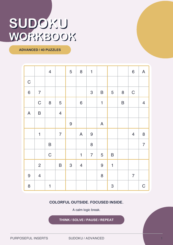 Sudoku advanced Purposeful Insert cover