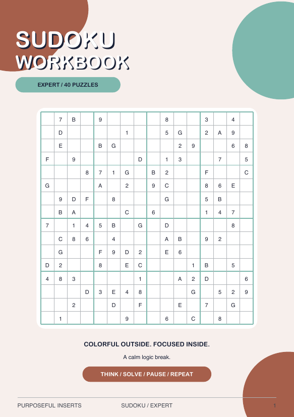 Expert Sudoku workbook