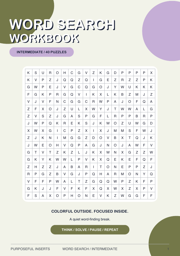 Intermediate Word Search puzzle workbook cover